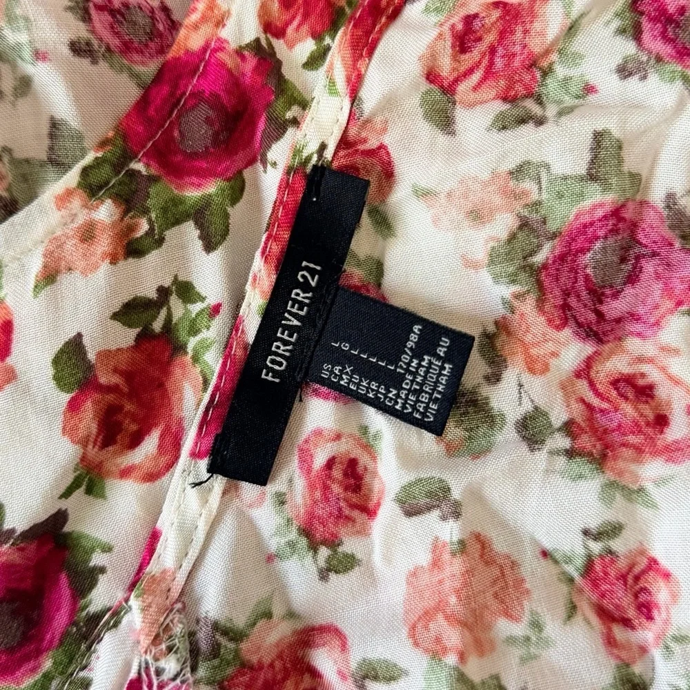 Forever 21 Floral A-Line Skirt - Red and Pink